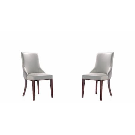 Manhattan Comfort Shubert Faux Leather and Velvet Dining Chair in Light Grey - Set of 2 DC055-LG